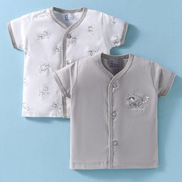 Pink Rabbit Single Jersey Knit Half Sleeves Jhablas with Koala Print Pack of 2 - Grey & White-image-60