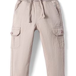 Babyhug Twill Woven Full Length Solid Color Stretchable Trouser with Cargo Pockets - Beige-image-72