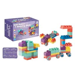 YAMAMA Building Blocks Toys For Kids Soft Rubber Building Blocks Stacking Toys Compatible Assembled Building Bricks Kids Toys Educational Learning Toys Soft Play Blocks Teether Toys For Babies And Toddlers 50 Pcs - Multicolor-14