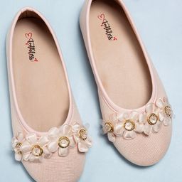 Toothless Floral Applique Detailed Ballerinas - Peach-image-14