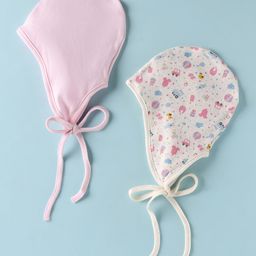 Ben Benny Interlock Knit Tie Knot Caps with Toys Print Pack of 2 White & Pink - Diameter 14 cm-picture-17