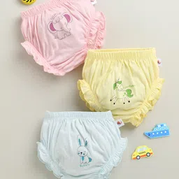 BUMZEE Cotton Panties with Animal Print Pack of 3 - Yellow & Sky Blue-picture-5