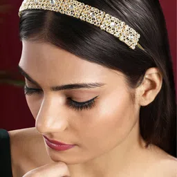 Peora Women Embellished Kundan Studded Hairband-image-10