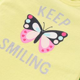 CUCUMBER  Sinker Full Sleeves T-Shirt with Butterfly & Text Print - Yellow image 3