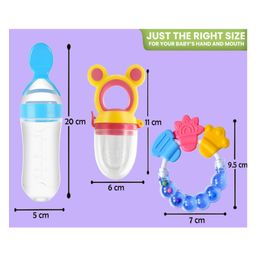 Joy Buzz Silicone Food Feeder Nibbler & Rattle Teether Combo - Multicolor image 3