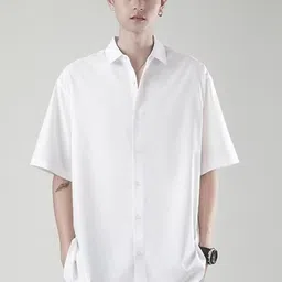 StyleCast Men Oversized Fit Solid Spread Collar Cotton Casual Shirt-image-71