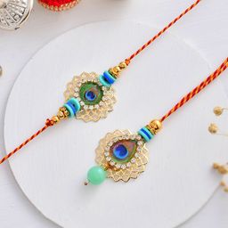 Aapno Rajasthan Set Of 2 Bhaiya Bhabhi Rakhi With Tealight Candle Holders Gift Set-image-51