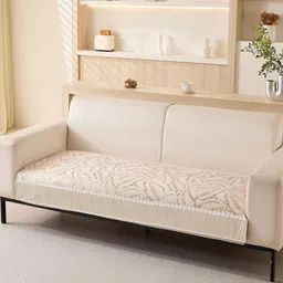 HOUSE OF QUIRK Double Seater Leaf Pattern Chenille Fabric Stretch Seat Sofa Mat-image-95
