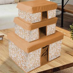 prettykrafts Brown & White 9 Pieces Paisley Printed Reusable Multi Utility Organisers-image-99
