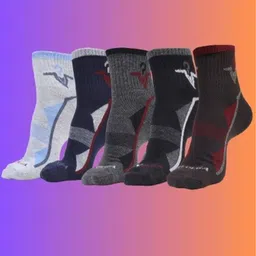 MJE Men Pack Of 5 Patterned Ankle Length Socks-7
