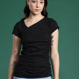 DressBerry Asymmetric Neck Ruched Top-picture-11