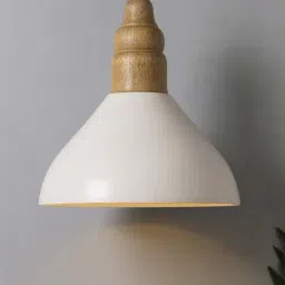 Homesake White Cubist Crown Shaped Lamp with Wooden Holder - Set of 1-4