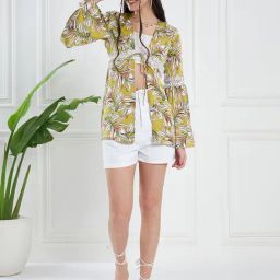 KASSUALLY Green Printed Shrug-23