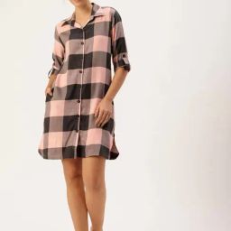 Clt.S Pink & Black Regular Fit Printed Nightdress-picture-28