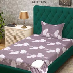 Klotthe Purple 400 TC Cotton Single Elastic Bedsheet with Pillow Cover-image-69