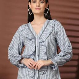 Melon By plusS Blue Cotton Striped Top-picture-34