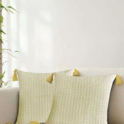 Urban Space Waffle Beige Cotton Cushion Covers - Set of 2-6