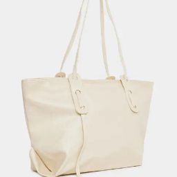 Styli Cream Textured Tote Handbag-26