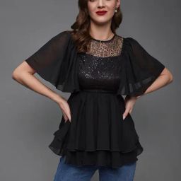 Miss Chase Black Embellished Top-image-80