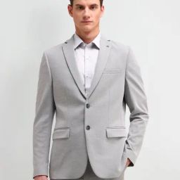 Arrow Grey Slim Fit Self Pattern Blazer-image-84