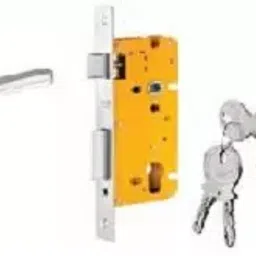 Dorset 60 mm Lever Handle Lock Set With Both Side Key Cylinder Silver Chrome ML ART-39
