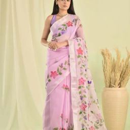 Sutra Attire Purple Hand Painted Kota Doria Saree-image-66