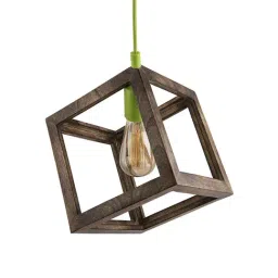 Homesake Brown Wooden Antique Cube Hanging Light - Set of 1 (Bulb not included)-46