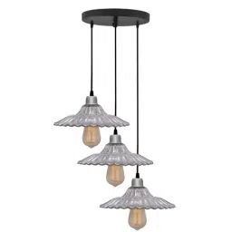 Homesake 3-Lights Round Cluster Black & White Metal Ribbed Glass Pendant Light  (Bulb not included)-picture-40
