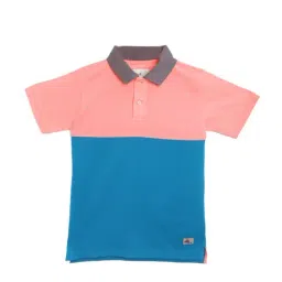 Cherry Crumble By Nitt Hyman Kids Pink & Blue Color Block  Polo T-Shirt-image-89