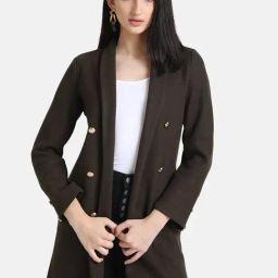 Kazo Brown Full Sleeves Overcoat-image-50