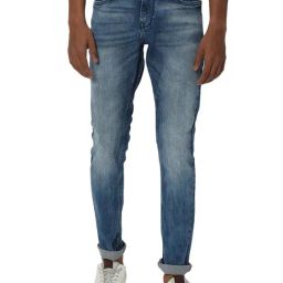 Mufti Blue Skinny Fit Heavily Washed Jeans-picture-3
