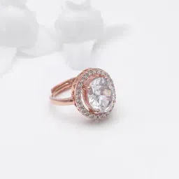 GIVA 92.5 Sterling Silver Rose Gold-Plated Neha Kakkar Ring for Women-image-9