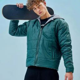 Bewakoof Green Loose Fit Oversized Hooded Jacket-image-75