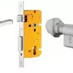 Dorset 70 mm Lever Handle Lock Set With Both Side Key Cylinder Silver Chrome ML ART image 1