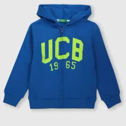 United Colors of Benetton Kids Blue Logo Print Hoodie-picture-24
