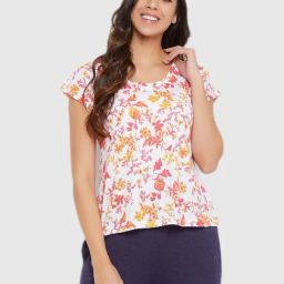 Clovia Assorted Floral Print T Shirt-image-3