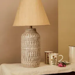 Fabindia Home Ajna Maaya White Ecomix Table Lamp-18