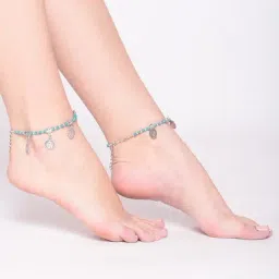 Prita Silver Brass Flexible Anklet-image-5