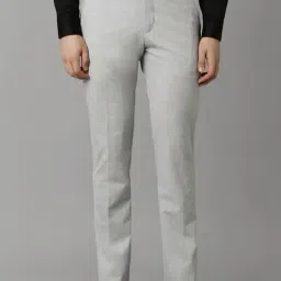 Louis Philippe Grey Slim Fit Texture Trousers-picture-45