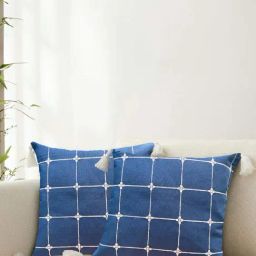 Urban Space Aura Checks Indigo Cotton Cushion Covers - Set of 2-14