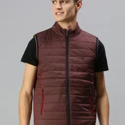 SHOWOFF Maroon Slim Fit Jackets-48