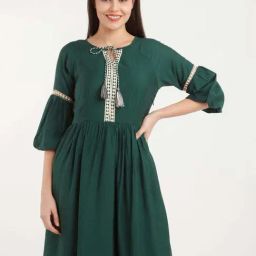 Zink London Green A-Line Dress-image-74