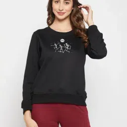 Clovia Black Printed Pullover-image-23