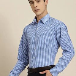 Hancock Blue Slim Fit Checks Shirt-image-37