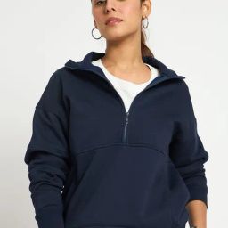 FEMMELLA Navy Blue Relaxed Fit Solid Sweatshirt-image-36