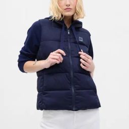 GAP Navy Blue Relaxed Fit Solid Jacket-image-5