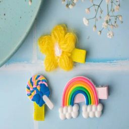 Jewelz Whimsical Rainbow Alligator Flower Shape Clips for Kids ¿ Pack of 3-42