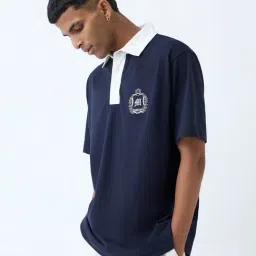 studiofit men Studiofit by Westside Navy Relaxed-Fit Cotton-Blend Polo T-Shirt-picture-8