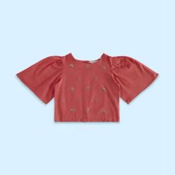 Akkriti by Pantaloons Kids Coral Cotton Embroidered Top-image-32