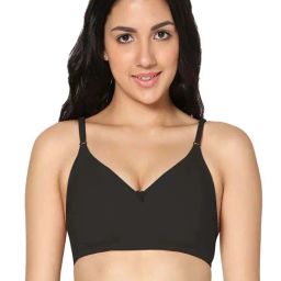 IN CARE Black Cotton T-Shirt Bra-image-89